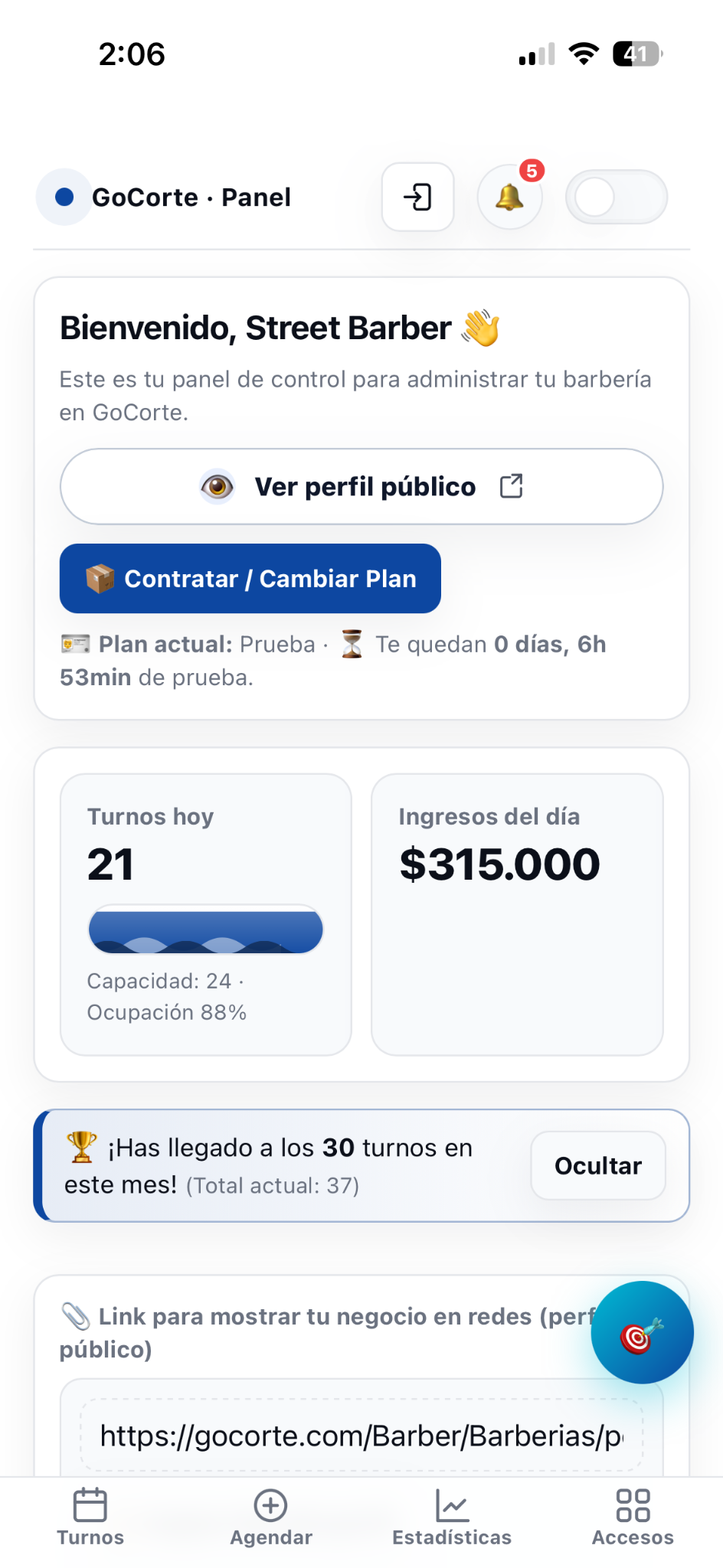 Vista móvil GoCorte